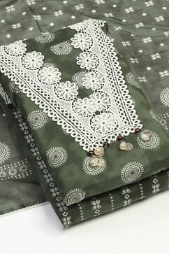 Green Cotton Unstitched Suit Set image number 5
