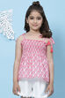Off White Pink Cotton Smocking Printed Top image number 0