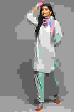 Sky Blue Rayon Straight Kurta Cross Yoke Salwar Suit Set image number 0