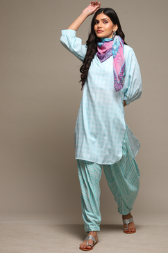 Sky Blue Rayon Straight Kurta Cross Yoke Salwar Suit Set image number 0