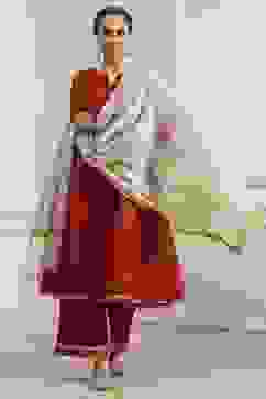 Cream Polyester Yarndyed Dupatta image number 0