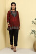 Maroon Polyester Straight Kurti
