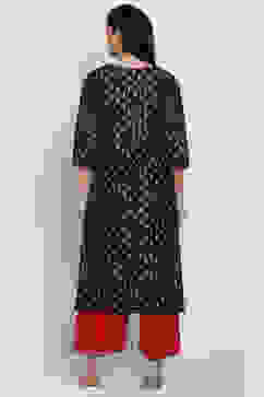 Brown And Red Art Silk Straight Kurta Palazzo Suit Set image number 4