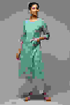 Light Blue Cotton IKAT Straight Yarndyed Kurta image number 5