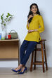 Black Cotton Flax Solid Kurti image number 3
