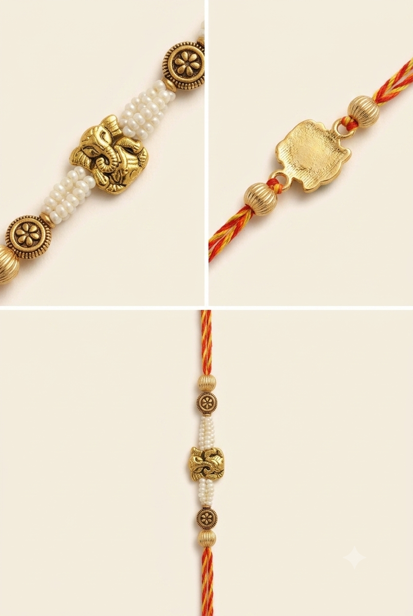 Yellow Ganesh Miniature Rakhi image number 0