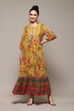 Teal Polyester Tiered Printed Dress image number 5