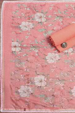 Salmon Pink Linen Unstitched Suit Set image number 2