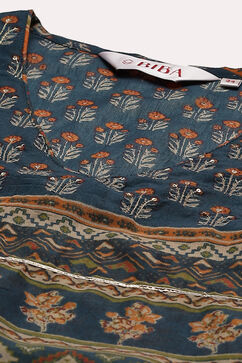 Teal Art Silk Double Layered Kurta image number 1