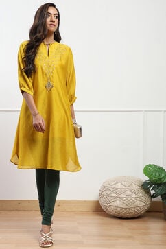 Forest Green Cotton Blend Solid Churidar image number 0