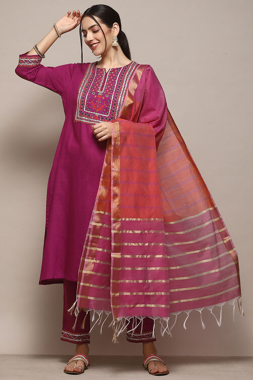 Beige Rayon flax Narrow Kurta Pant Suit Set image number 0