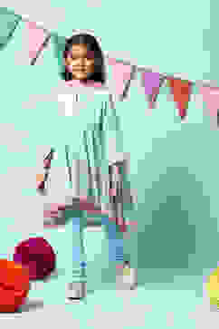 Powder Blue Cotton Asymmetric Kurta Churidar Suit Set image number 5