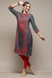 Teal LIVA Straight Printed Kurta
