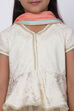 Off White Metallic Print Lehenga Set image number 1