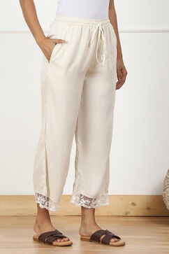 Cream Rayon Regular Solid Palazzo image number 3