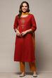 Blue Cotton Unstitched Suit Set image number 8