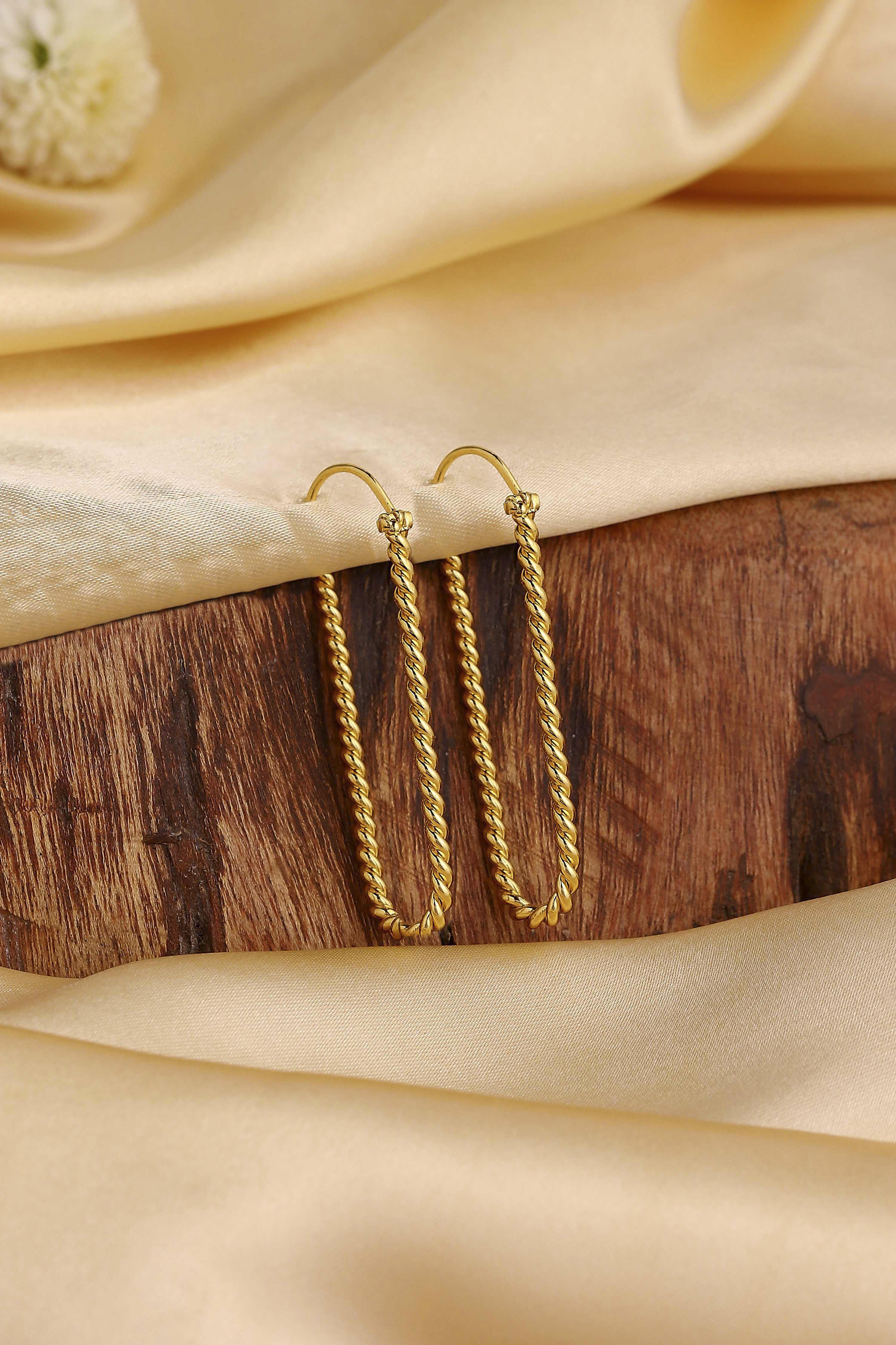 Gold Textured Earrings image number 0