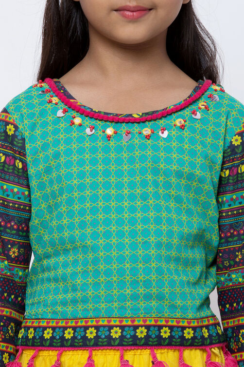 Multicolour Cotton Lehenga Set image number 1