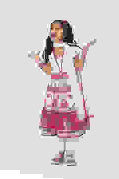 White Cotton Printed Tiered Suit Set image number 0