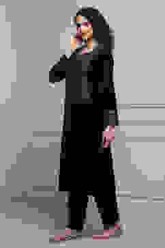 Wine Art Silk Straight Kurta Pants Set image number 2