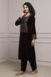Wine Art Silk Straight Kurta Pants Set image number 2
