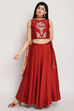 Rust Art Silk Metallic Lehenga Set image number 4