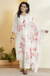White Viscose Rayon Floral Straight Kurta Set image number 7