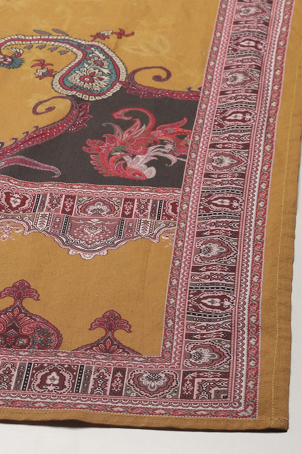 Mustard Cotton Unstitched Suit set image number 4