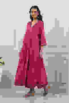 Pink Cotton Anarkali Suit Set image number 4