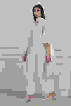 White Poly Chanderi Straight Suit Set image number 3