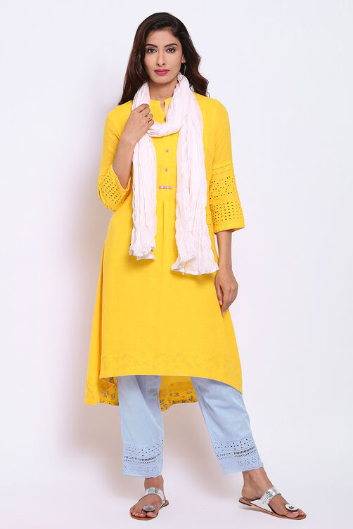 Pink Cotton A-Line Kurta image number 4