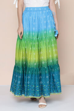 Green Cotton Tiered Skirt image number 5