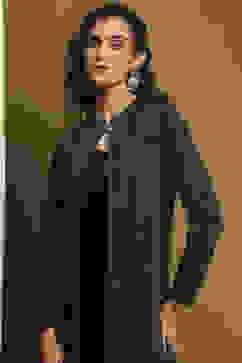 Black Polyester Straight Kurta Pants Set image number 1