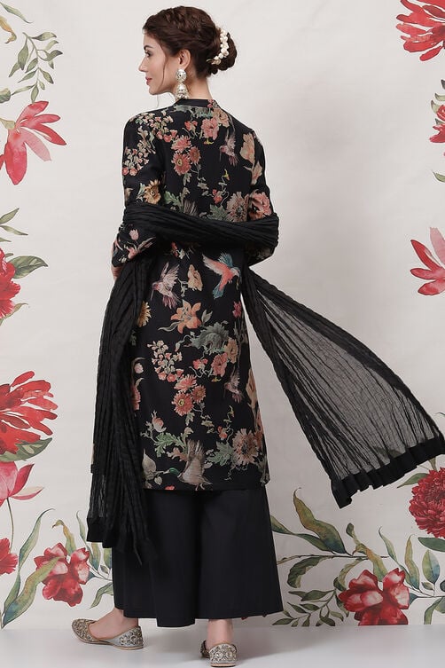 Rohit Bal Off White Cotton Silk Straight Printed Suit Set image number 4