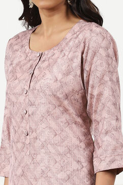 Beige Cotton Blend Digital Print Unstitched Suit Set image number 4