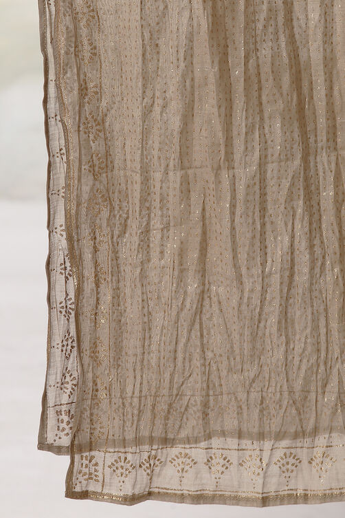 Brown Cotton Silk Printed Dupatta image number 1
