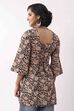 Black Cotton Printed A Line Short Kurti image number 3