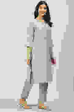 Sap Green Art Silk A-Line 2 Piece Set image number 3