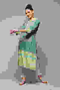 Green LIVA Straight Printed Kurta image number 0