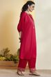 Royal Blue Yandyed Straight Kurta image number 4