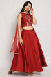 Rust Art Silk Metallic Lehenga Set image number 0