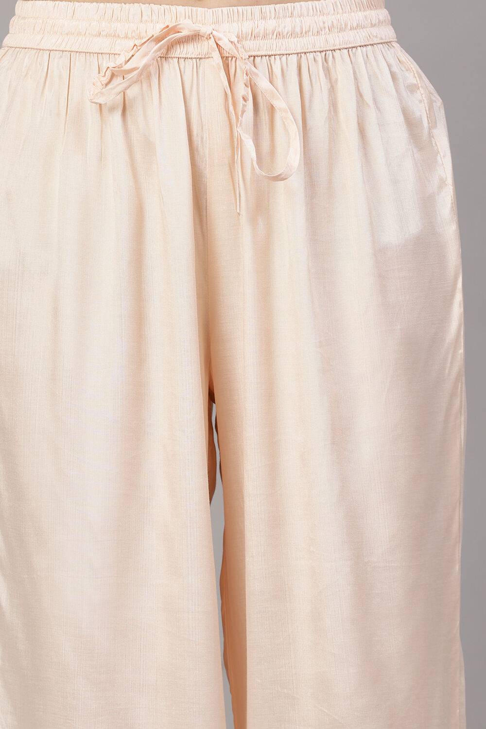 Off-white Yard-dyed A-Line & Palazzo Suit Set image number 2