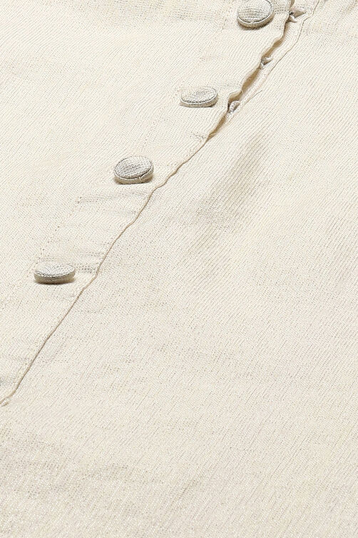 Off White Tissue Unstitched Suit set image number 2