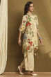Green Modal Floral Printed Asymmetric Kurta Set image number 5