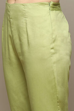Green Cotton Blend Floral Straight Suit Set image number 2