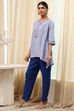 Dull Blue Modal Blend Straight Printed Kurta image number 2