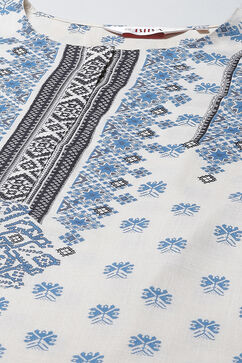 Blue LIVA Straight Printed Kurta image number 1
