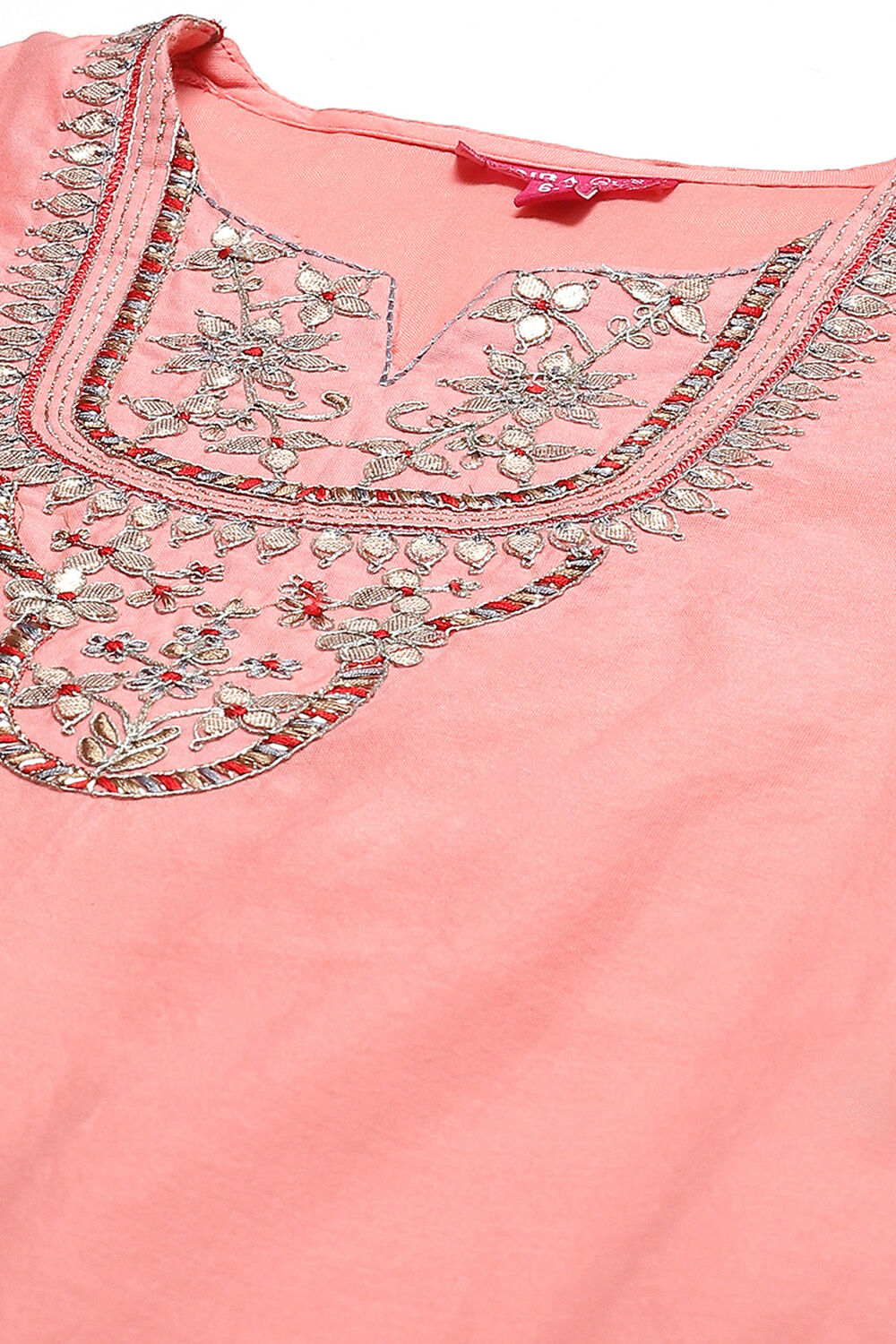 Salmon Orange Polyester Straight Solid Suit Set image number 1