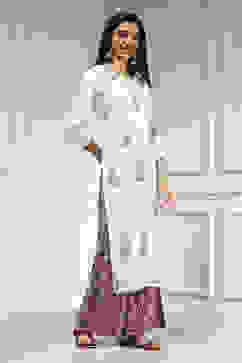 Purple Cotton Hand Block Print Unstitched Suit Set image number 6