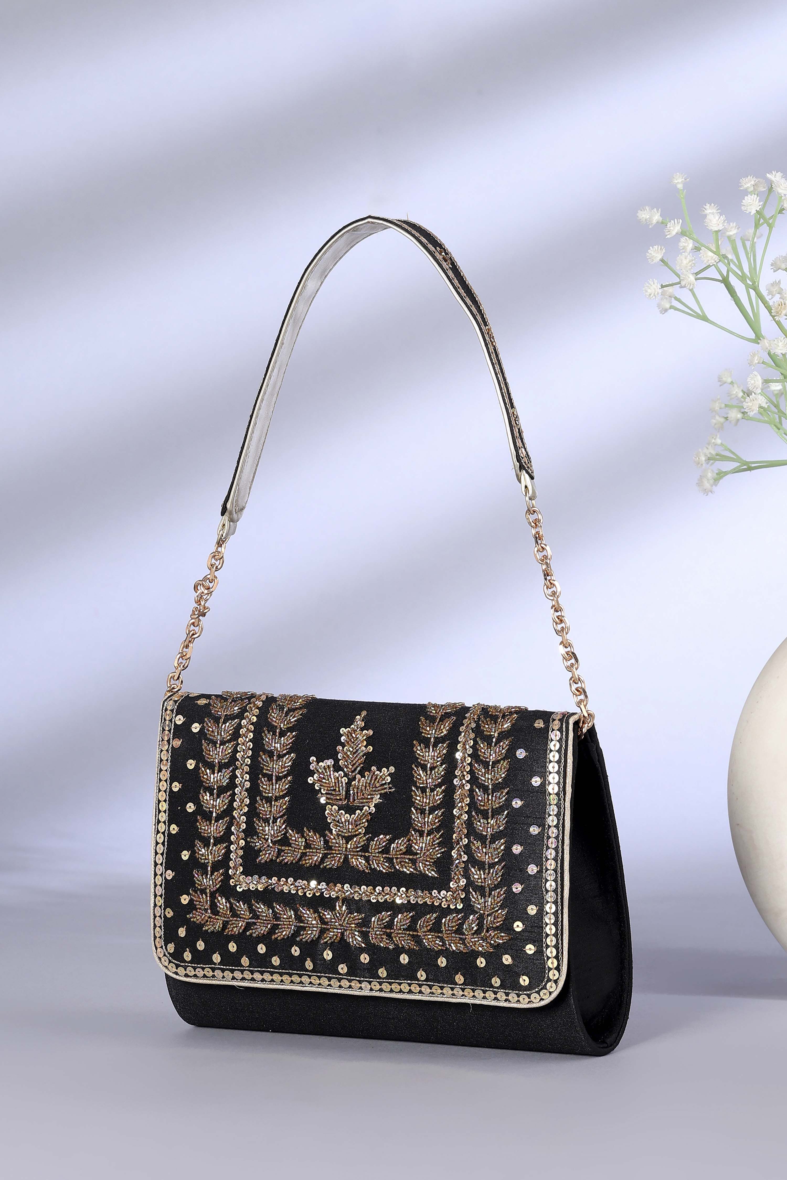 Black Zardosi-Inspired Clutch image number 0